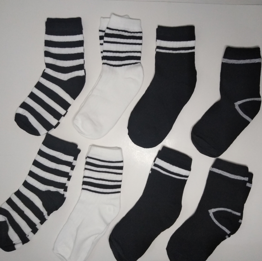 Ankle Socks Black and White hite Ladies Women Youth OSFM Fashion Socks